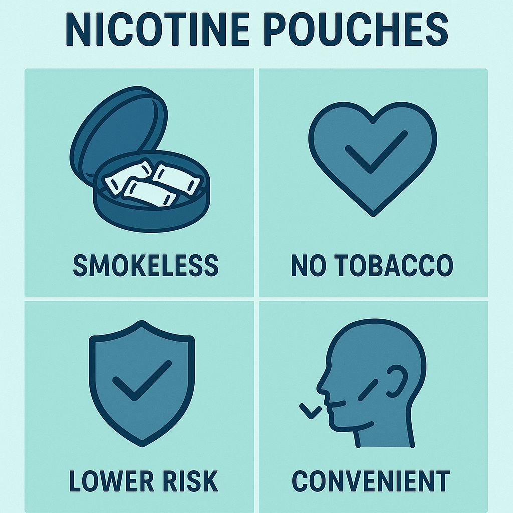 An infographic written the benefits of nicotine pouches