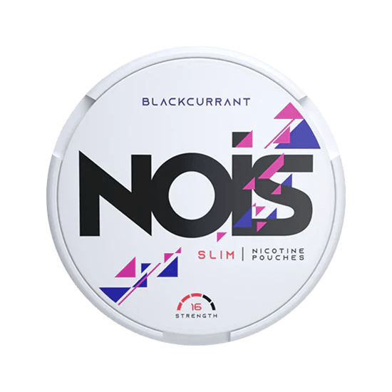 NOIS blackcurrant nicotine pouch container on a white background
