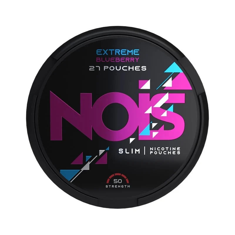 NOIS nicotine pouch container with colorful design on a white background