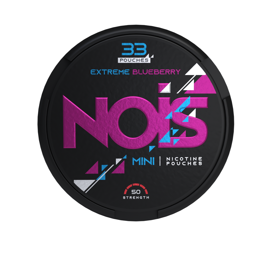 Nicotine pouch container with 'NOIS' branding on a white background