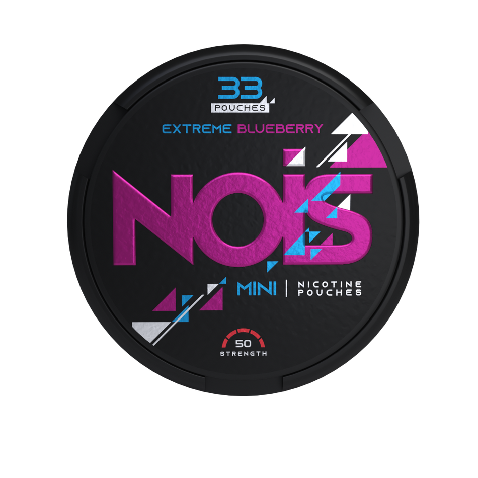 Nicotine pouch container with 'NOIS' branding on a white background