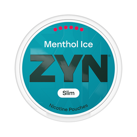 ZYN Menthol Ice nicotine pouches container on a white background