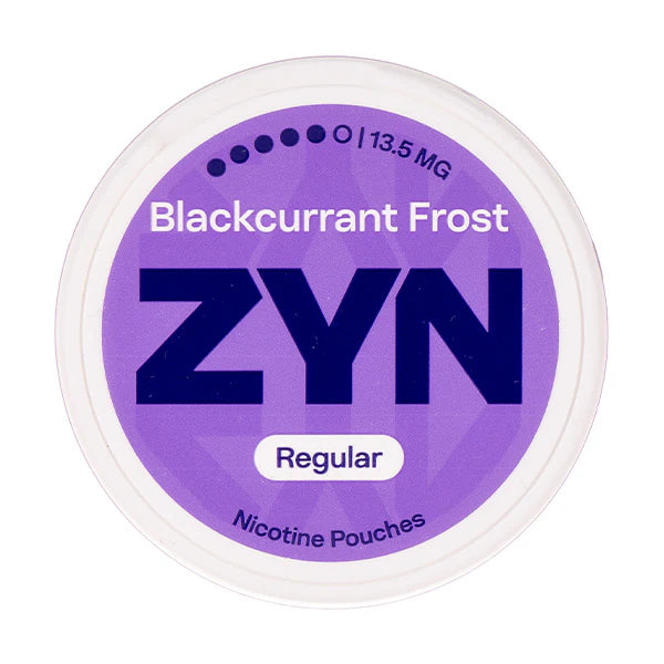 ZYN Blackcurrant Frost nicotine pouches container on a white background